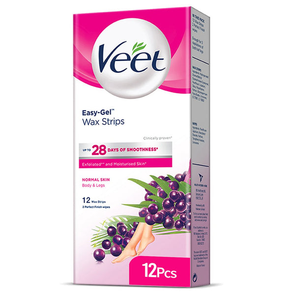 Veet Easy Gel Wax Strips for Normal Skin, 12 Ct - My Vitamin Store