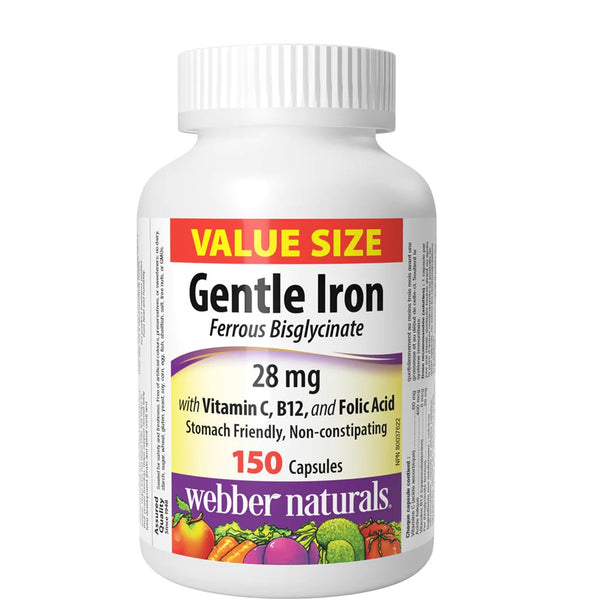 Webber Naturals Gentle Iron Ferrous Bisglycinate 28mg, 150 Ct - My Vitamin Store