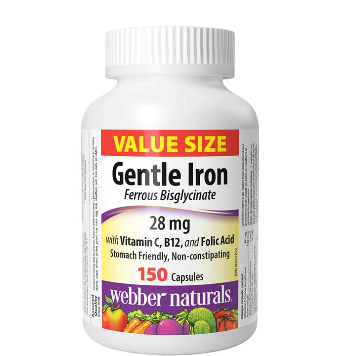 Webber Naturals Gentle Iron Ferrous Bisglycinate 28mg, 150 Ct - My Vitamin Store