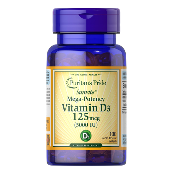 Puritan's Pride Vitamin D3 5000 IU, 100 Ct