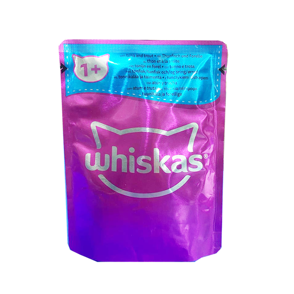 Whiskas 1+ Adult Tuna and Trout Wet Food Pouch, 85g