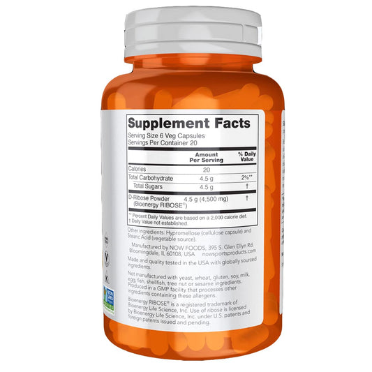 NOW Sports D-Ribose 750mg, 120 Ct