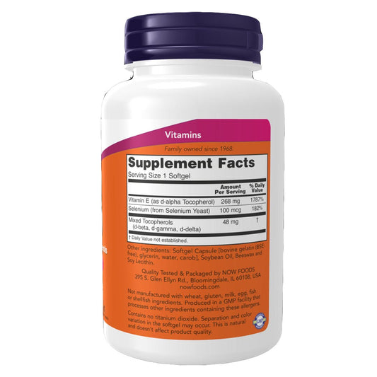 NOW Vitamin E-400 with Selenium, 100 Ct
