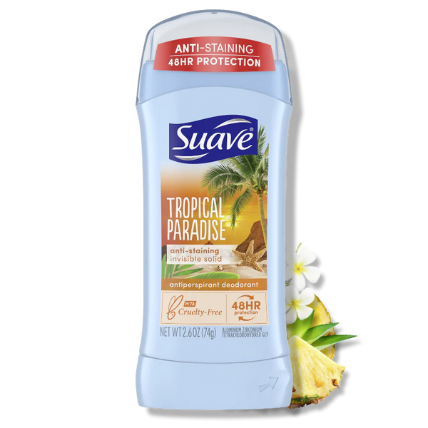 Suave Tropical Paradise Anti-Staining Invisible Solid Deodorant Stick, 74g