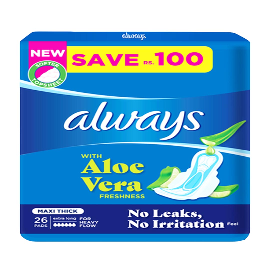 Always 3-in-1 Maxi Thick (Extra Long) Sanitary Pads, 26 Ct