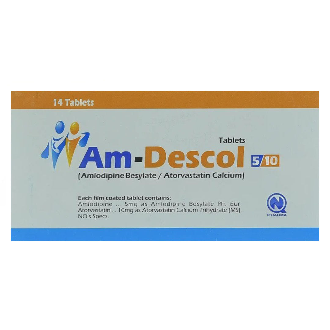 Am-Descol (Amlodipine/Atorvastatin) 5/10mg, 14 Ct - Nabiqasim
