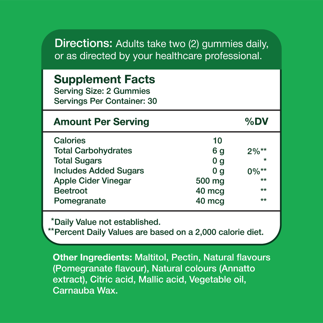 Gumvits Apple Cider Vinegar 500mg Gummies, 60 Ct