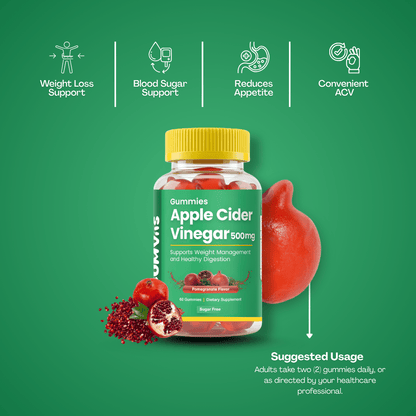 Gumvits Apple Cider Vinegar 500mg Gummies, 60 Ct