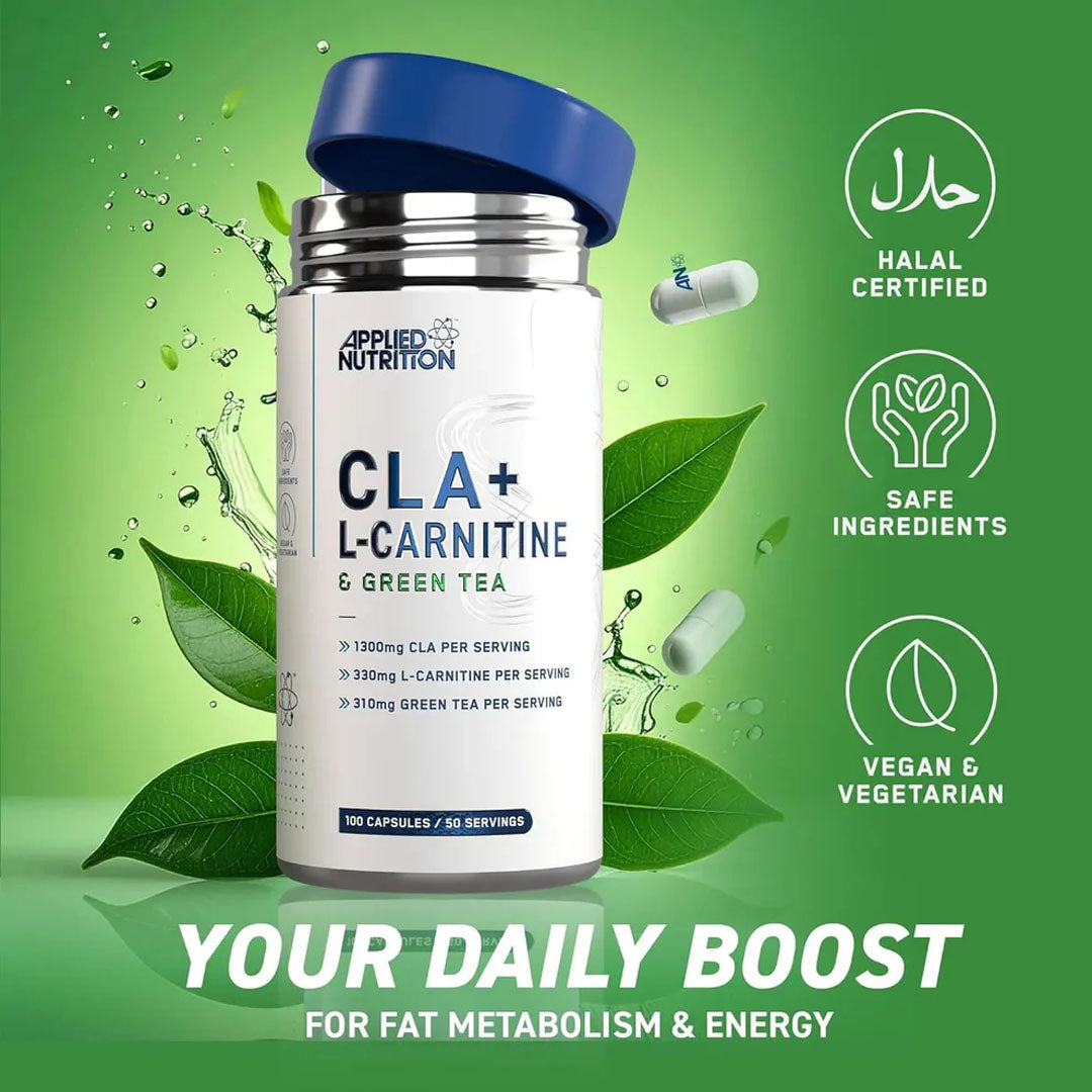 Applied Nutrition CLA + L-Carnitine & Green Tea Capsules, 100 Ct