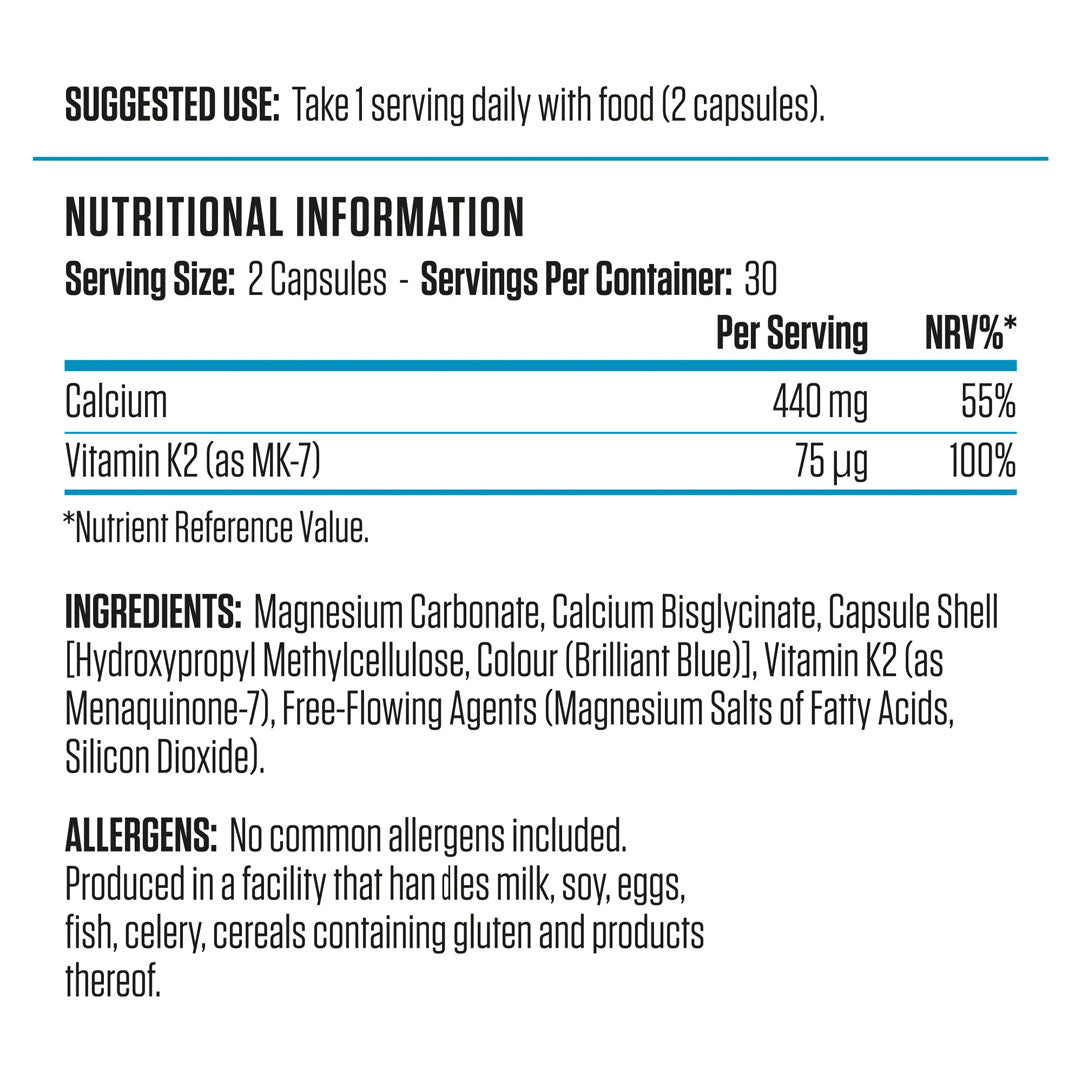 Applied Nutrition Calcium & Vitamin K2, 60 Ct