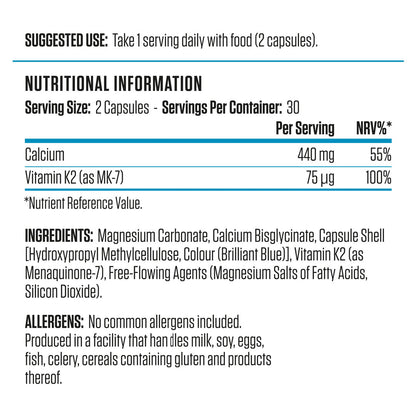 Applied Nutrition Calcium & Vitamin K2, 60 Ct