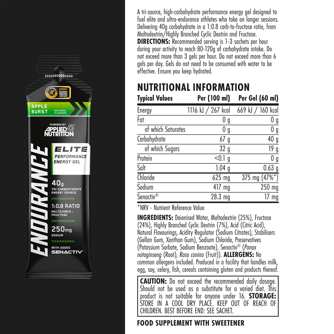 Applied Nutrition Endurance Elite Performance Energy Gel, 60ml