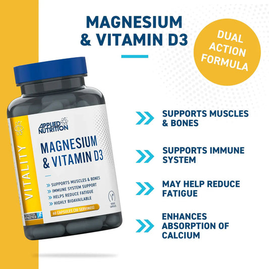 Applied Nutrition Magnesium & Vitamin D3 Capsules, 60 Ct
