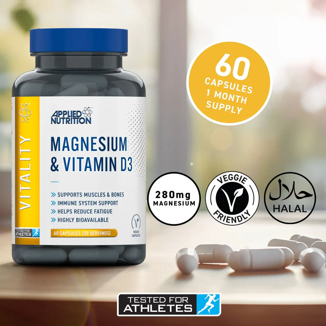 Applied Nutrition Magnesium & Vitamin D3 Capsules, 60 Ct