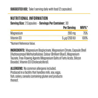 Applied Nutrition Magnesium & Vitamin D3 Capsules, 60 Ct