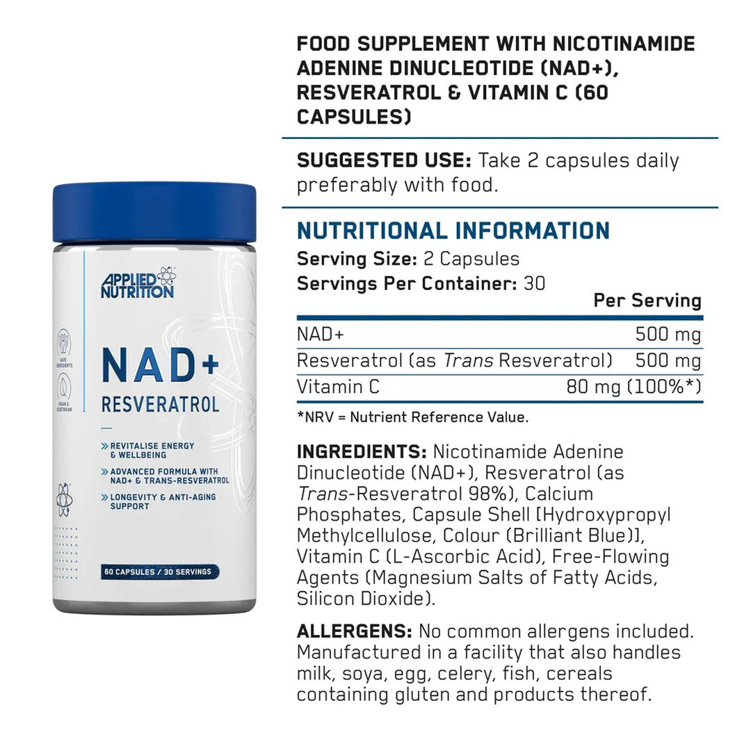 Applied Nutrition NAD + Resveratrol, 60 Ct