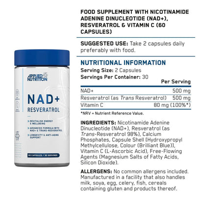Applied Nutrition NAD + Resveratrol, 60 Ct
