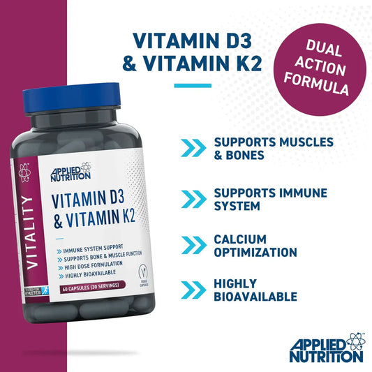 Applied Nutrition Vitamin D3 & K2, 60 Ct Information
