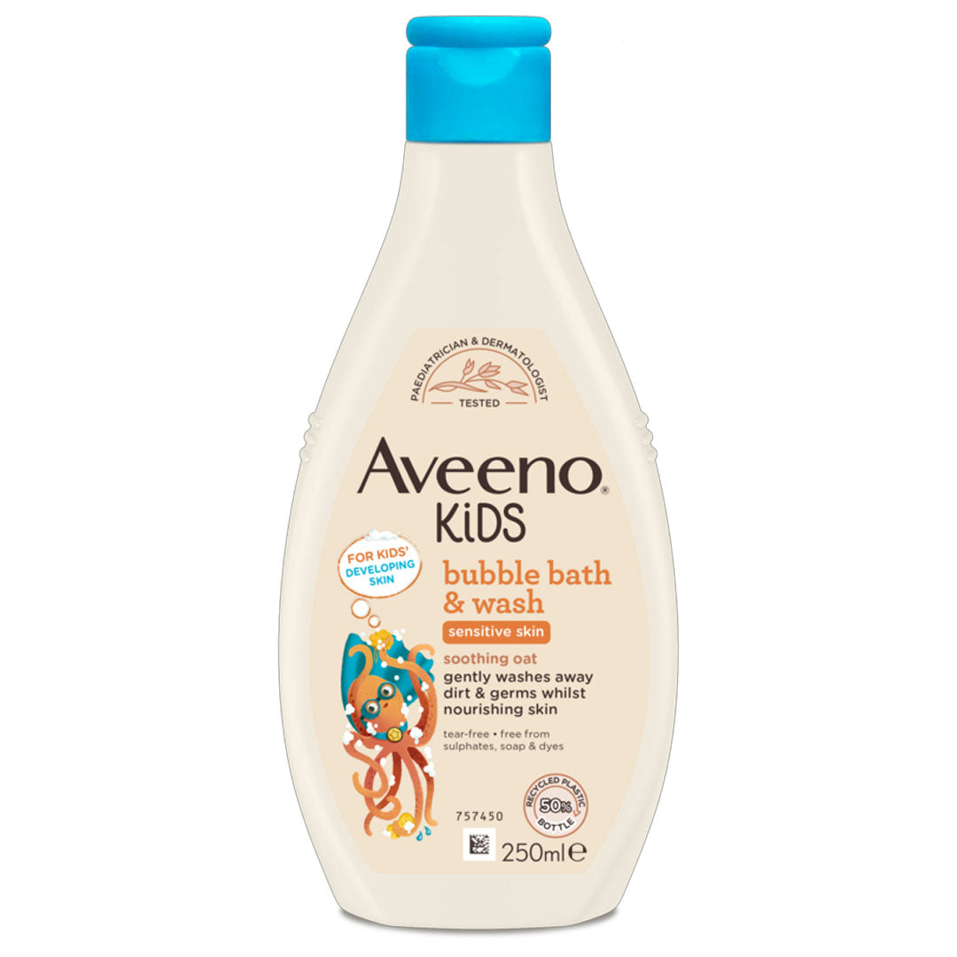 Aveeno Kids Bubble Bath & Wash for Sensitive Skin, 250 ml