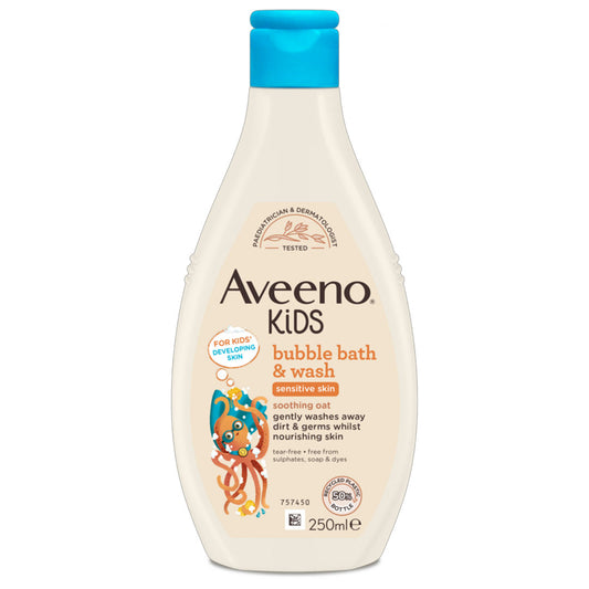 Aveeno Kids Bubble Bath & Wash for Sensitive Skin, 250 ml