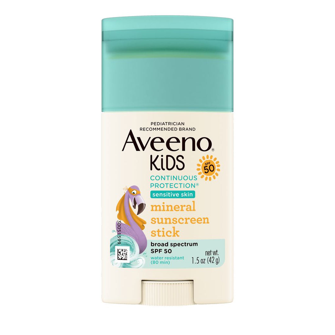 Aveeno Kids Continuous Protection Mineral SunScreen Stick SPF 50 For Sensitive Skin, 42g