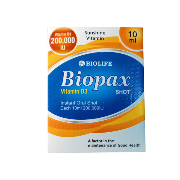 Bio Life Biopax (Vitamin D3 200,000 IU) Oral Shot, 10ml