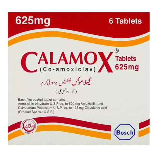 Calamox (Co-Amoxiclav) 625 mg, 6 Ct - Bosch