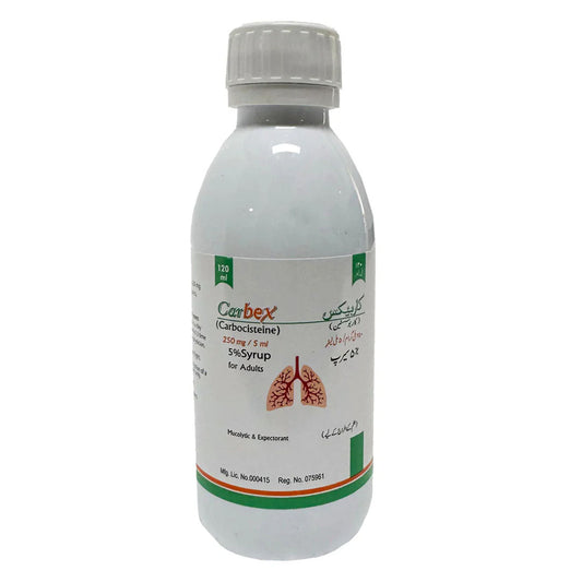 Carbex 5% 250mg/5ml Syrup, 120 ml - Platinum Pharma