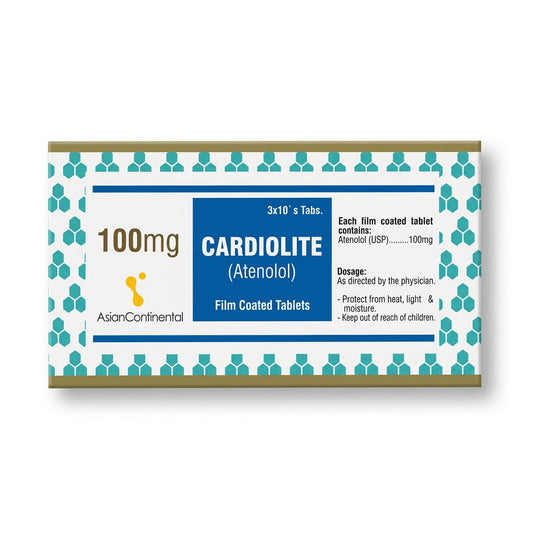 Cardiolite (Atenolol) 100mg, 30 Ct - Asian Continental