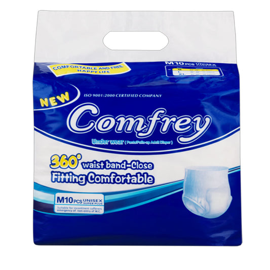 Comfrey Adult Pull Up Diaper Pants (Medium), 10 Ct