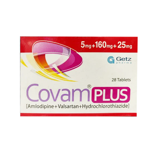 Covam Plus (Amlodipine+Valsartan+Hydrochlorothiazide) 5mg+160mg+25mg, 28 Ct - Getz Pharma
