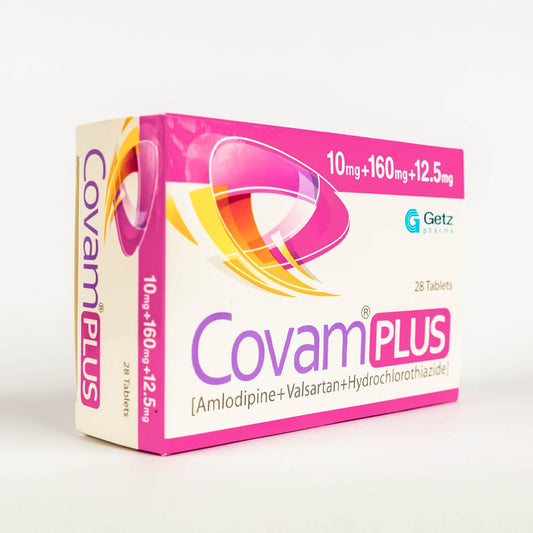 Covam Plus (Amlodipine+Valsartan+Hydrochlorothiazide) 10mg+160mg+12.5mg, 28 Ct - Getz Pharma