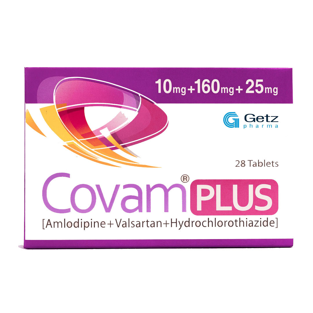 Covam Plus (Amlodipine+Valsartan+Hydrochlorothiazide) 10mg+160mg+25mg, 28 Ct - Getz Pharma