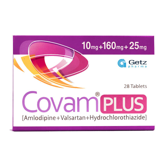 Covam Plus (Amlodipine+Valsartan+Hydrochlorothiazide) 10mg+160mg+25mg, 28 Ct - Getz Pharma