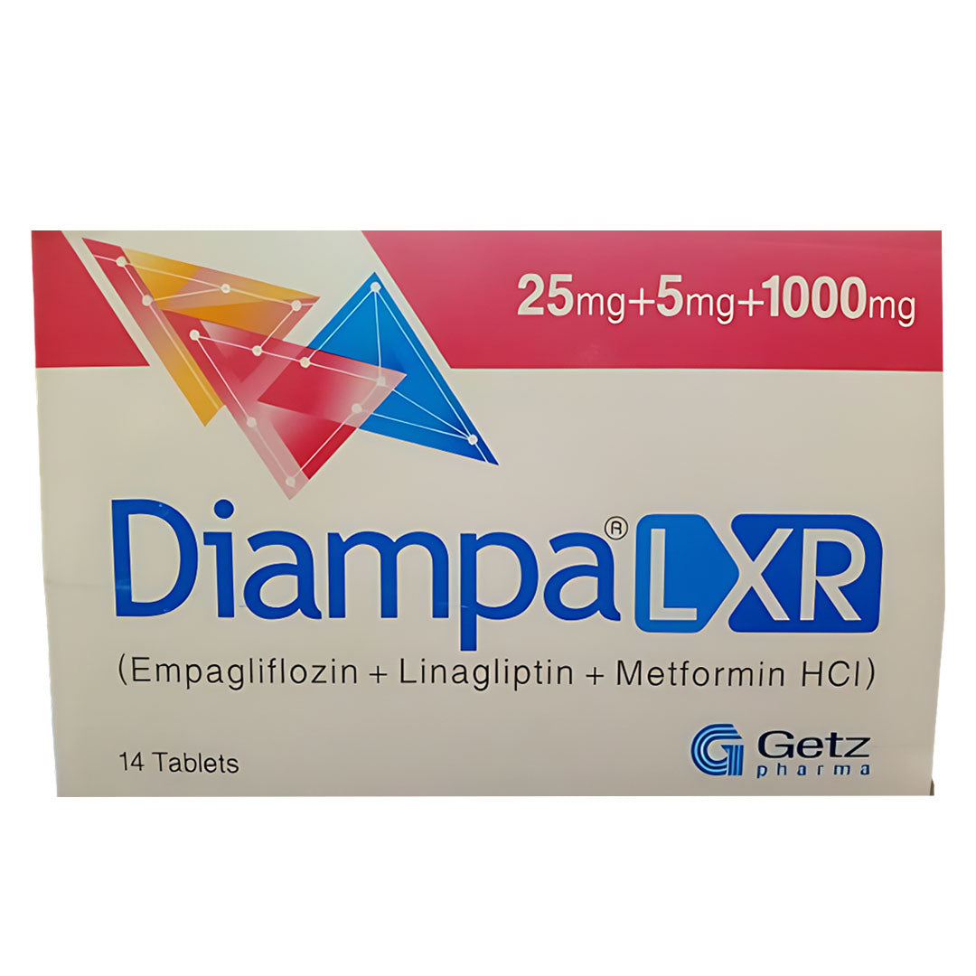 Diampa LXR (Empagliflozin+Linagliptin+Metformin) 25mg+5mg+1000mg, 14 Ct - Getz Pharma