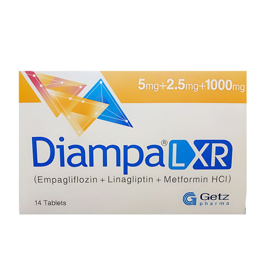 Diampa LXR (Empagliflozin+Linagliptin+Metformin) 5mg+2.5mg+1000mg, 14 Ct - Getz Pharma
