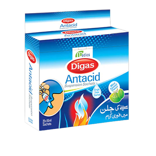Digas Antacid Suspension Liquid Sachet, 25 Ct - Medics