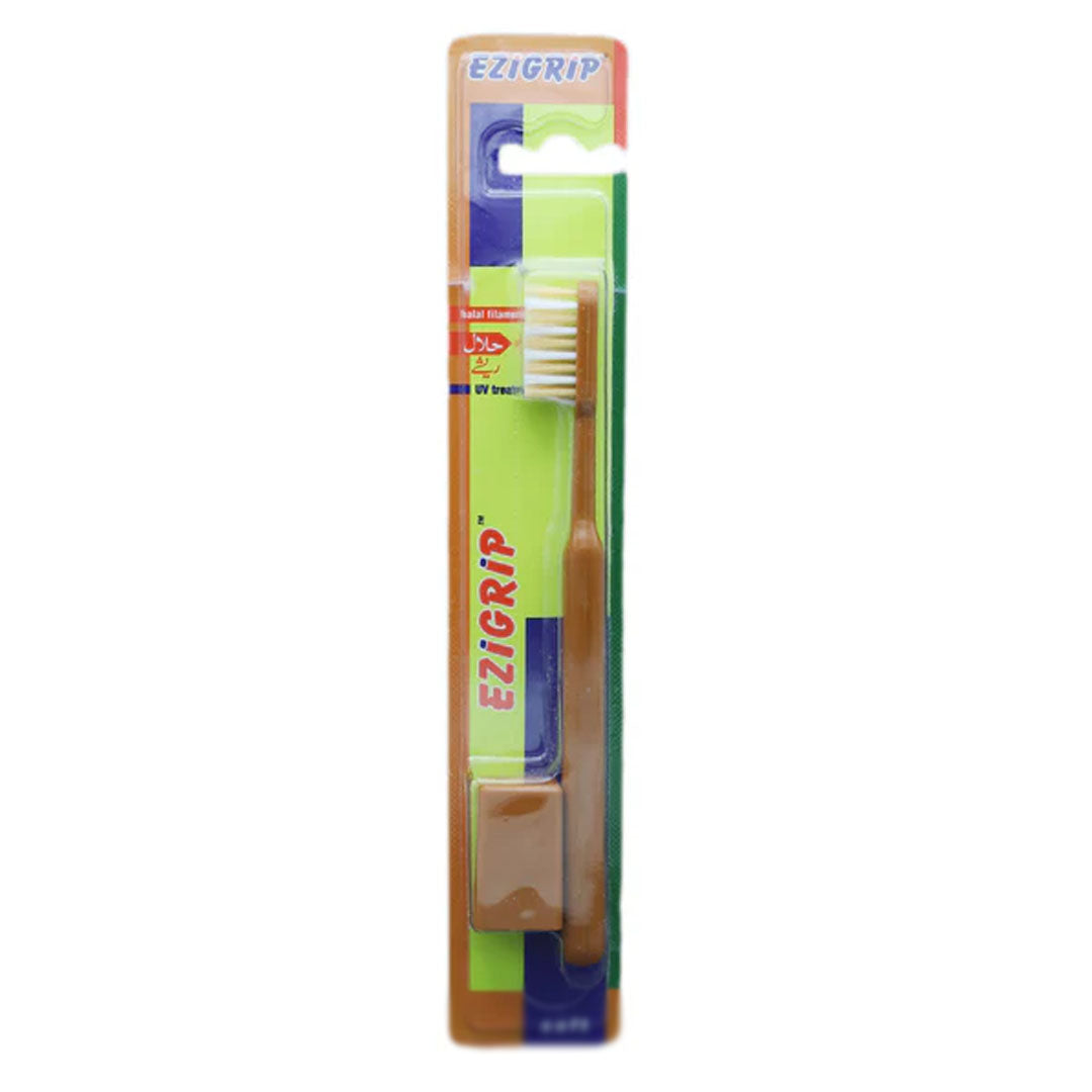 Ezigrip Medium Toothbrush (Brown), 1 Ct