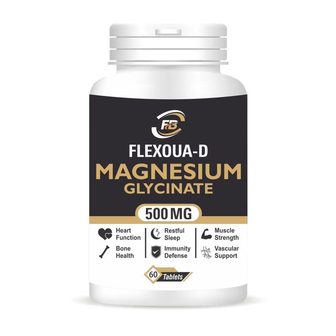 Fablous Flexoua-D Magnesium Glycinate 500mg, 60 Ct