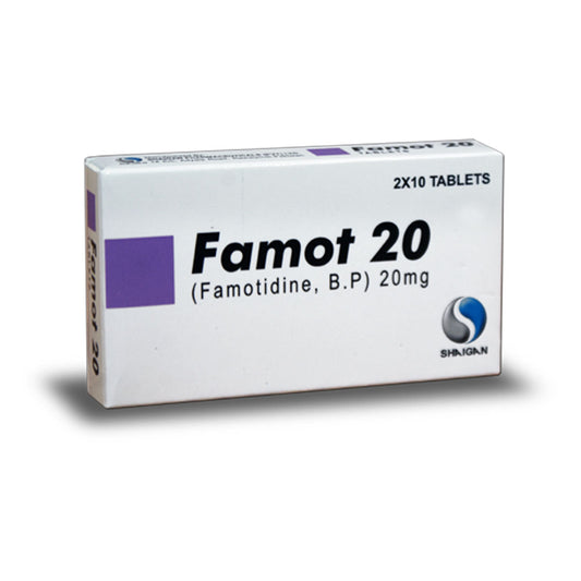 Famot 20 (Famotidine) 20 mg, 20 Ct - Shaigan Pharma