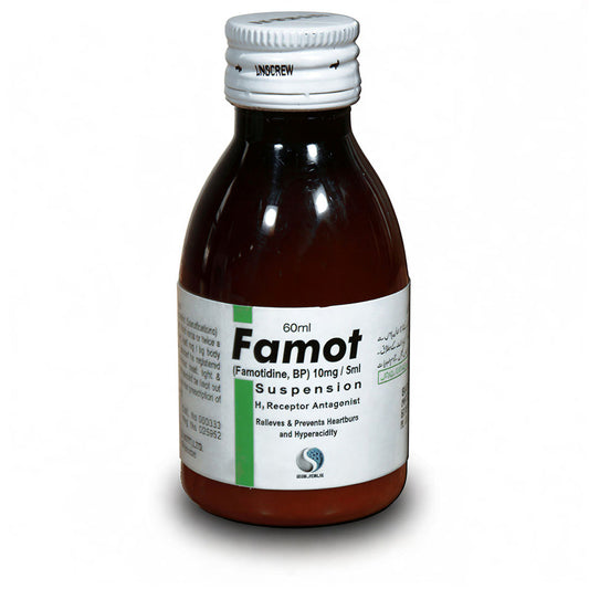 Famot (Famotidine) 10mg/5ml Suspension, 60 ml - Shaigan Pharma