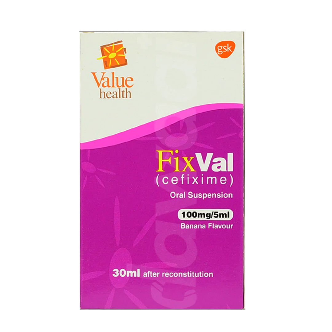 Fixsam Tablet FixVal (Cefixime) Oral Suspension 100mg/5ml, 30ml by GSK Online in ...