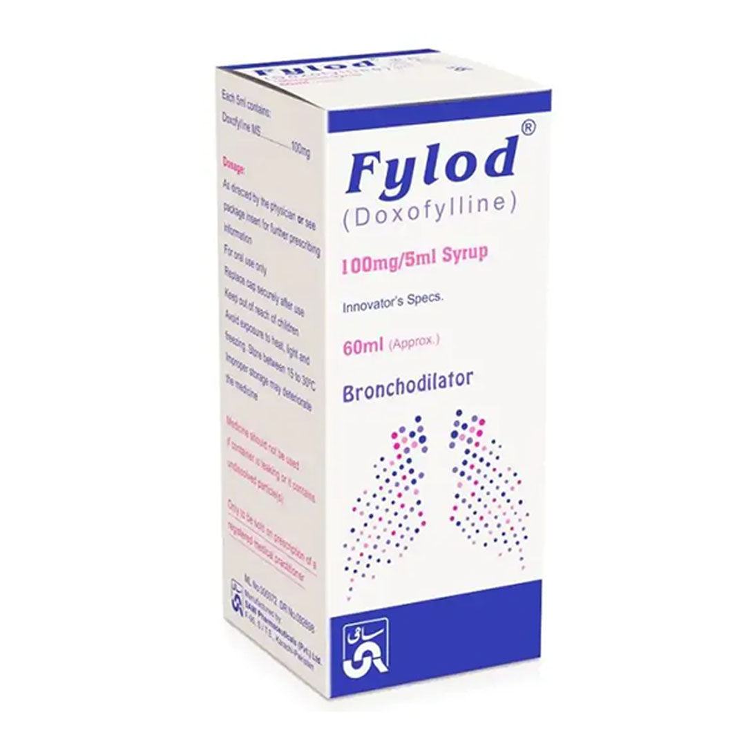 Fylod (Doxofylline) 100mg/5ml Syrup, 60 ml - Sami Pharma