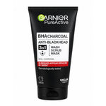Garnier Pure Active BHA Charcoal Anti-Blackhead 3 In 1 Wash Scrub Mask, 150 ml