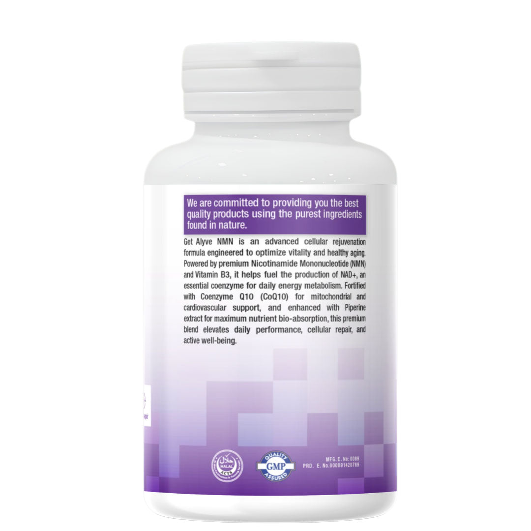 Get Alyve Artiz NMN With CoQ10, Vitamin B3 & Piperine Extract, 30 Ct