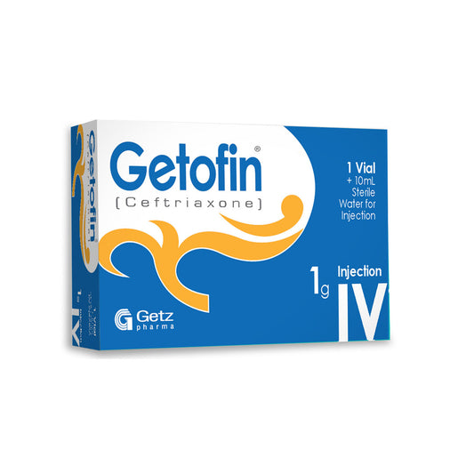 Getofin (Ceftriaxone) 1g IV Injection - Getz Pharma
