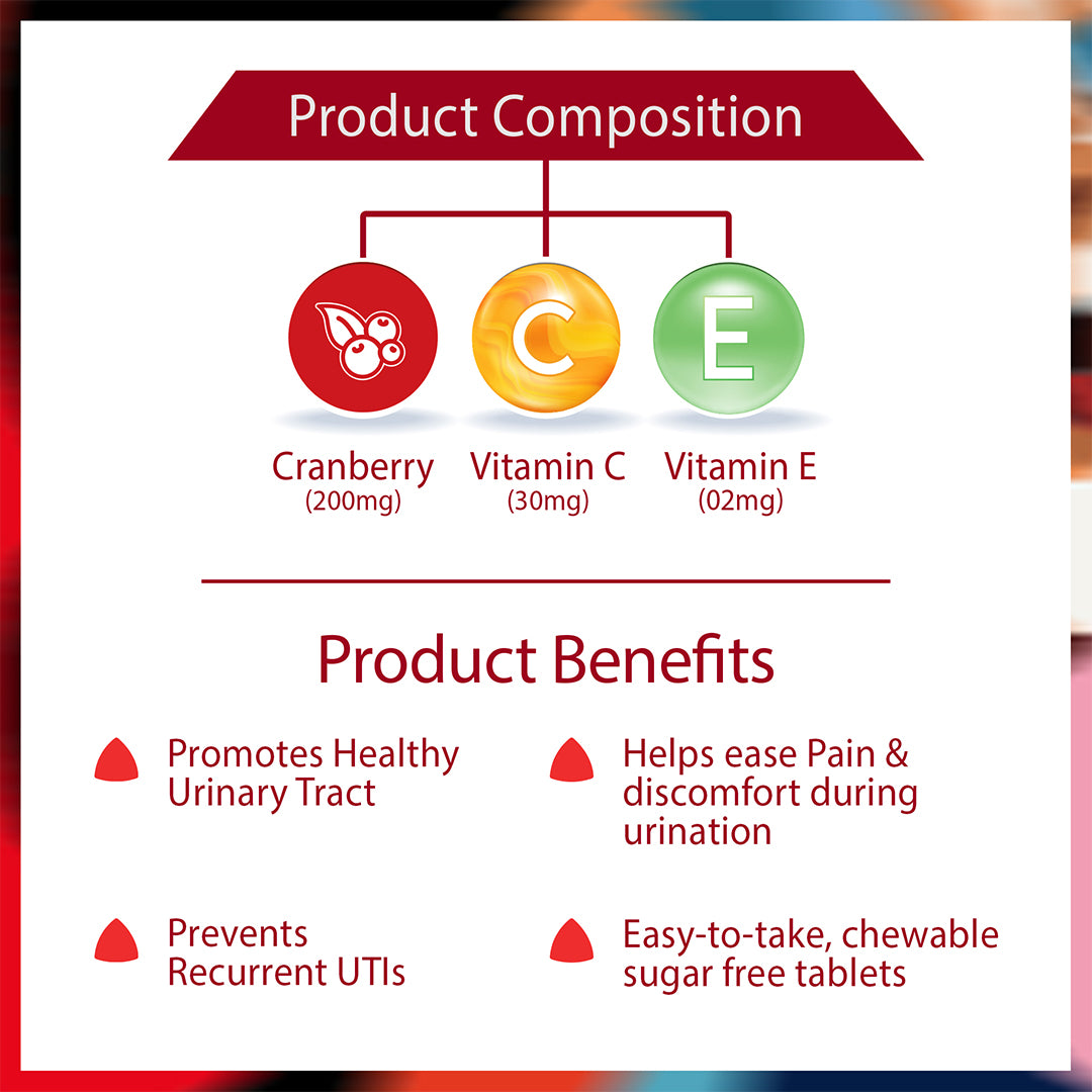 Getz Life Cenova Cranberry (Sugar Free Tablets) for UTI & Urinary Tract Care, 14 Ct