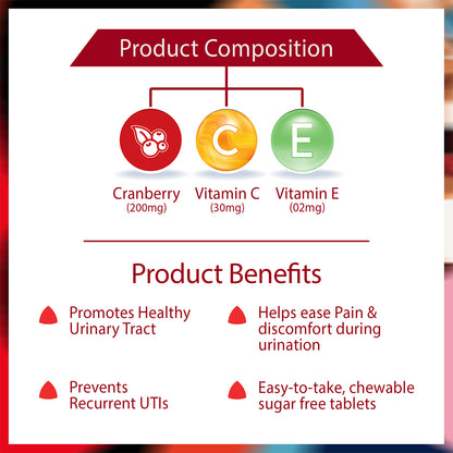 Getz Life Cenova Cranberry (Sugar Free Tablets) for UTI & Urinary Tract Care, 14 Ct