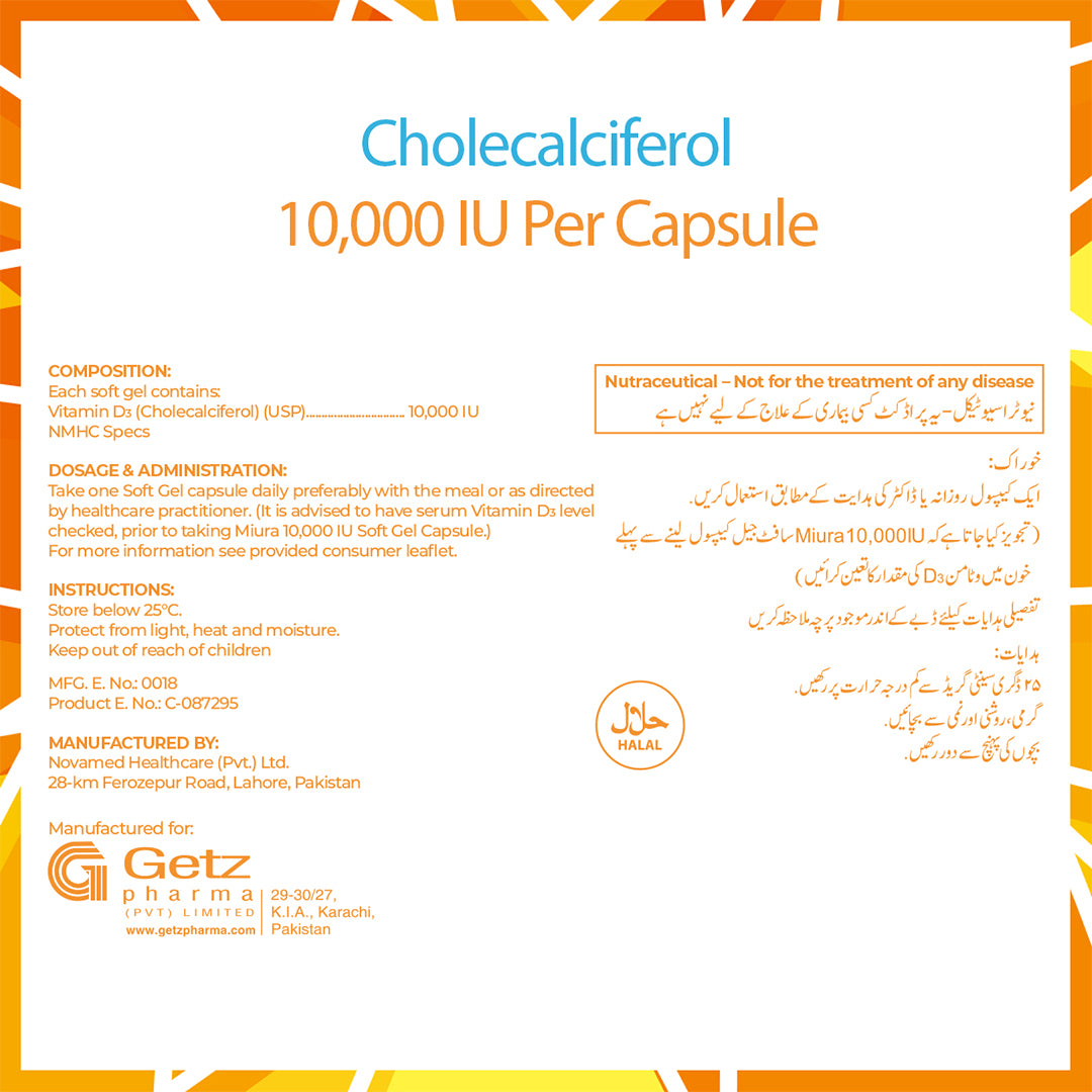 Getz Life Miura Vitamin D3 (10,000) IU, 30 Ct