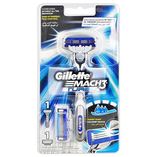 Gillette Mach3 Turbo Razor with 1 Extra Blade Refill